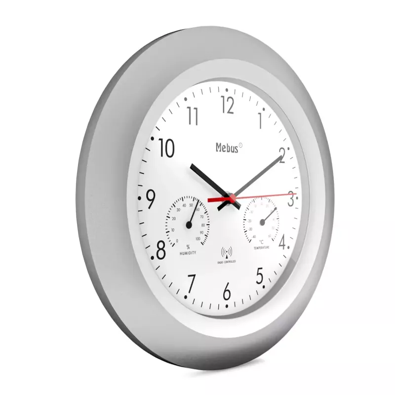 Digitaluhr Mebus 19450 Rund Silber Weiß Batteriebetrieben