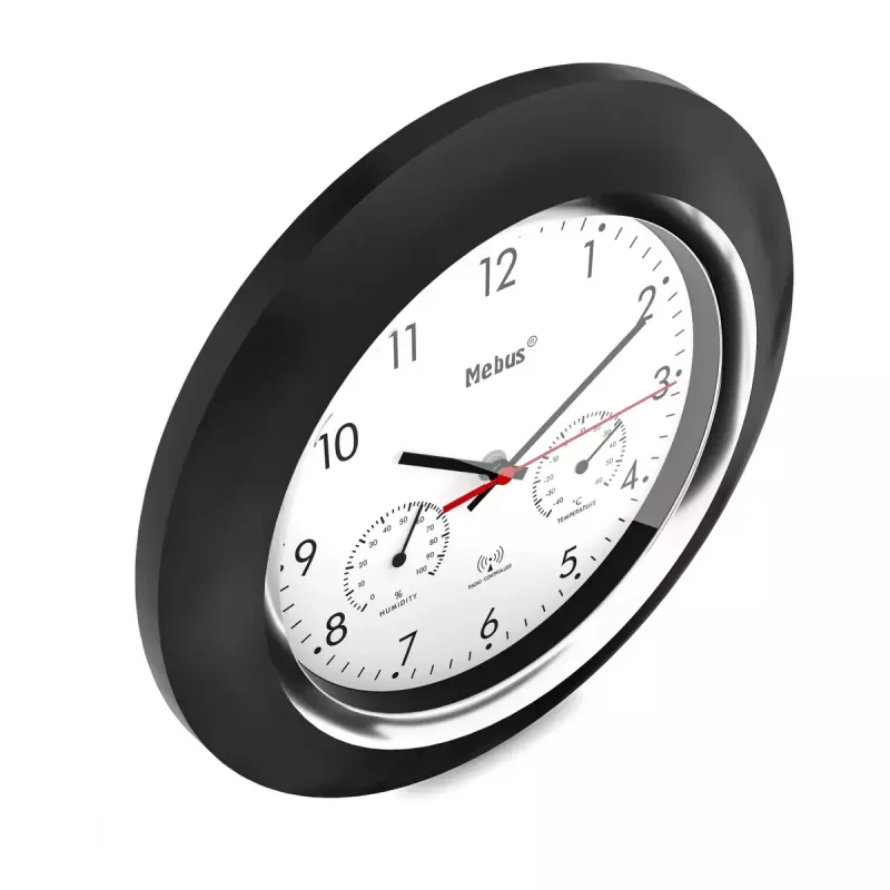 Digitaluhr Mebus 19453 Rund Schwarz Weiß Batterie AA
