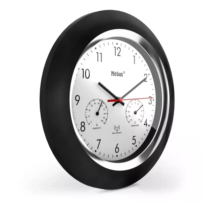 Digitaluhr Mebus 19453 Rund Schwarz Weiß Batterie AA