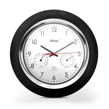 Digitaluhr Mebus 19453 Rund Schwarz Weiß Batterie AA
