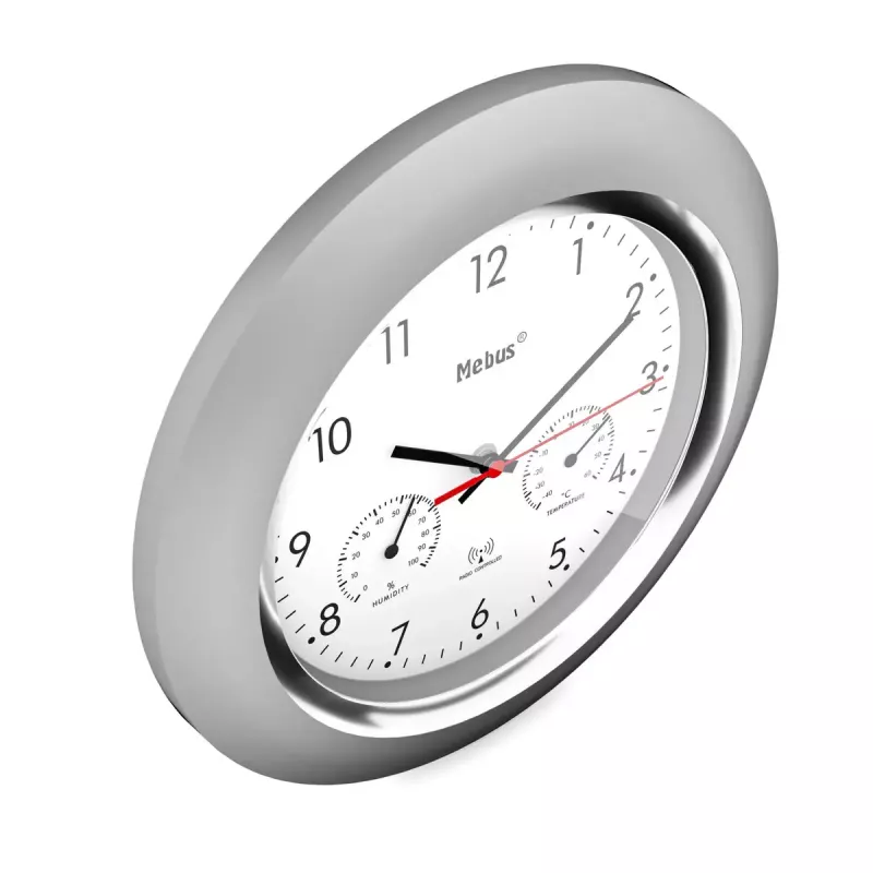 Digitaluhr Mebus 19454 Rund Silber Weiß Batterie AA