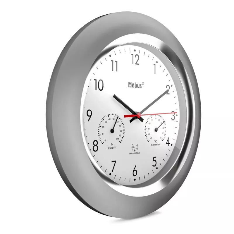 Digitaluhr Mebus 19454 Rund Silber Weiß Batterie AA