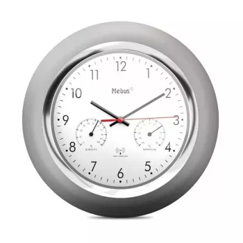 Digitaluhr Mebus 19454 Rund Silber Weiß Batterie AA