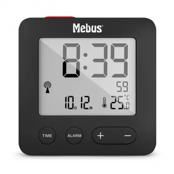 Digitaler Wecker Mebus 25801 Schwarz Kugel Batterie AAA