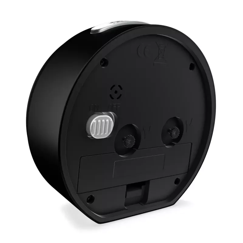Quarz-Wecker Mebus 25806 Rund Schwarz Weiß Analog Batterie AA