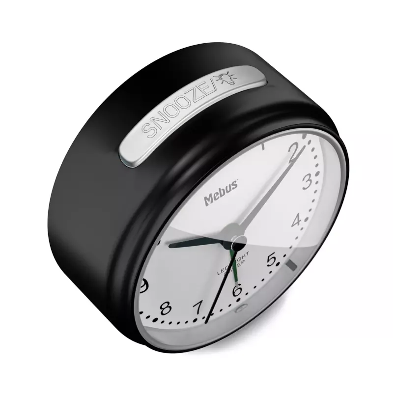 Quarz-Wecker Mebus 25806 Rund Schwarz Weiß Analog Batterie AA