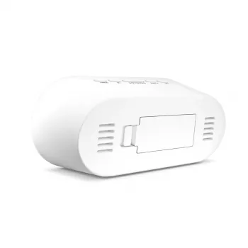 Digitaler Wecker Mebus 25808 Oval Weiß Blaue Hintergrundbeleuchtung Batterie AAA
