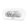 Digitaler Wecker Mebus 25808 Oval Weiß Blaue Hintergrundbeleuchtung Batterie AAA