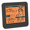 Wetterdisplay TFA Dostmann Sky Schwarz LCD batteriebetriebenes Funk-Thermometer-Hygrometer (innen/außen, 0,433 GHz, AAA)