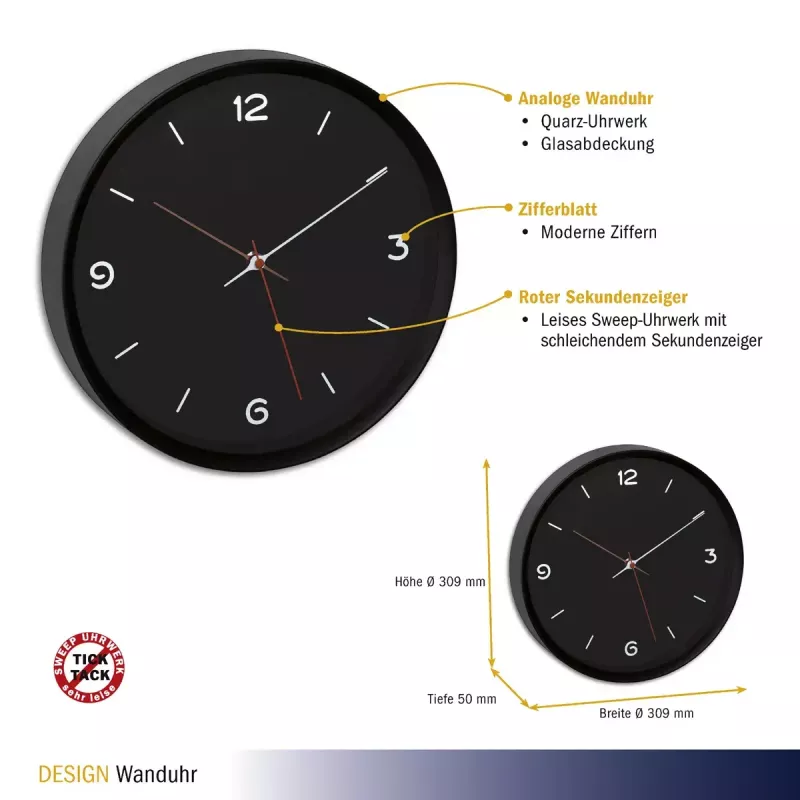Wanduhr TFA-Dostmann Analog 60.3056.01