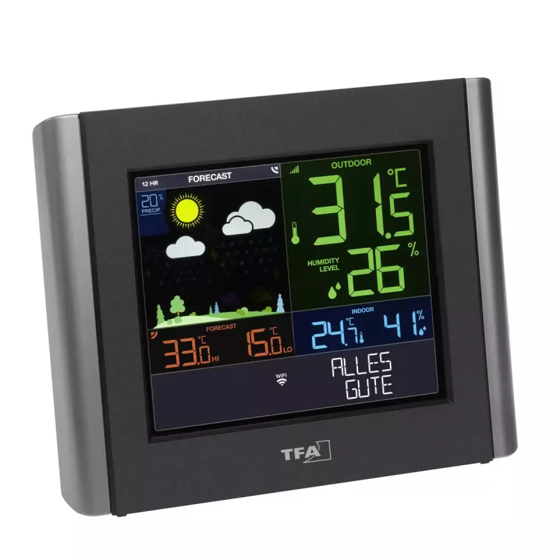 TFA-Dostmann VIEW METEO Schwarz Batteriebetrieben Wi-Fi Luftfeuchtigkeit 10-99%