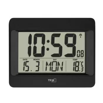 Digitaler Wecker TFA-Dostmann 60.4519.01 Schwarz Batteriebetrieben