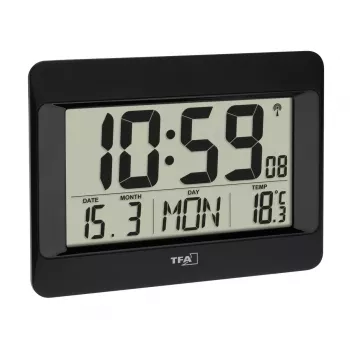 Digitaler Wecker TFA-Dostmann 60.4519.01 Schwarz Batteriebetrieben