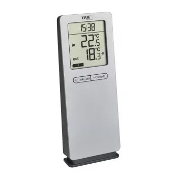 Elektronisches Umgebungsthermometer TFA-Dostmann 30.3071.54 Innen/Außen Silber