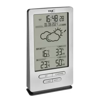 Elektronisches Umgebungsthermometer TFA-Dostmann 35.1162.54 Innen-/Außenbereich Schwarz Silber