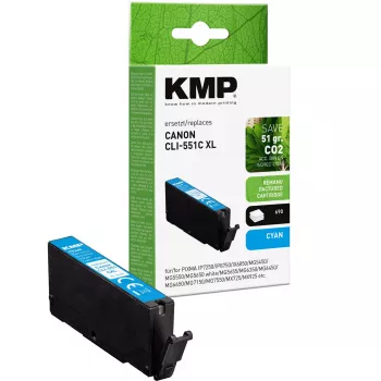 Tintenpatrone KMP kompatibel High (XL) Yield Cyan für Canon, MPN 1518,4003, 10,5 ml, ~698 Seiten