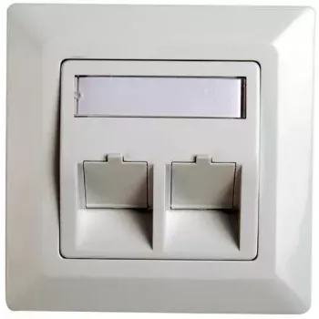 RJ45-Adapterrahmen Cat.5e Telegärtner H02010A0040 45° Doppel 80x80 mm Alpinweiß