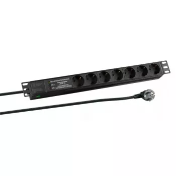 Stromverlängerung EFB Elektronik EK631DE.3, 2 m Kabel, 7 AC-Steckdosen, Typ-C-Stecker, 16 A, Innenbereich, Schwarz