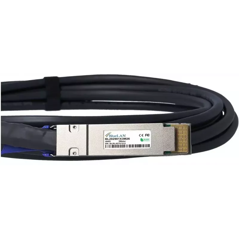 BlueOptics QDD-400-CU2M-BL InfiniBand-Glasfaserkabel 2 m QSFP-DD Schwarz