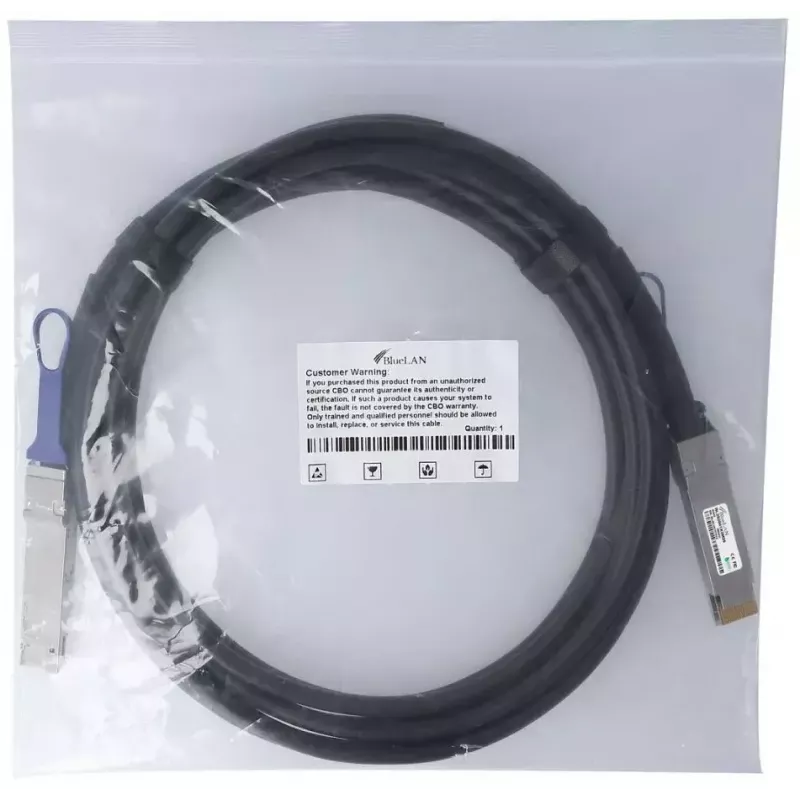 BlueOptics QDD-400-CU2M-BL InfiniBand-Glasfaserkabel 2 m QSFP-DD Schwarz