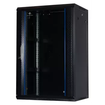 Wandmontierter Schrank Rockstable RS19-6418 18U 19 Zoll Sicherheitsglas
