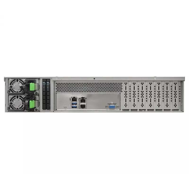 Server-Barebone ASRock 2U12L2S-SIENA (2U) — AMD SoC, Socket SP6, 12×3,5 Zoll + 2×2,5 Zoll Einschübe, 800W Netzteil, DDR5 bis zu 96GB