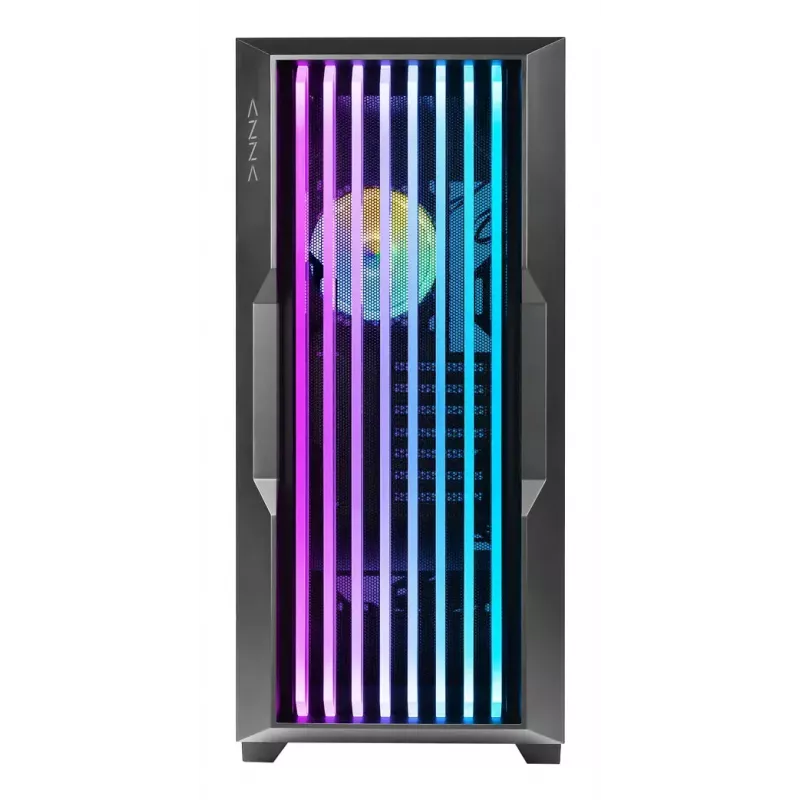 PC-Gehäuse AZZA Guardian Glass Midi Tower – Schwarz, ATX/Micro‑ATX/ITX/EATX, unterstützt 3,5 Zoll×2 / 2,5 Zoll×4, vordere 120/140 mm Lüfter