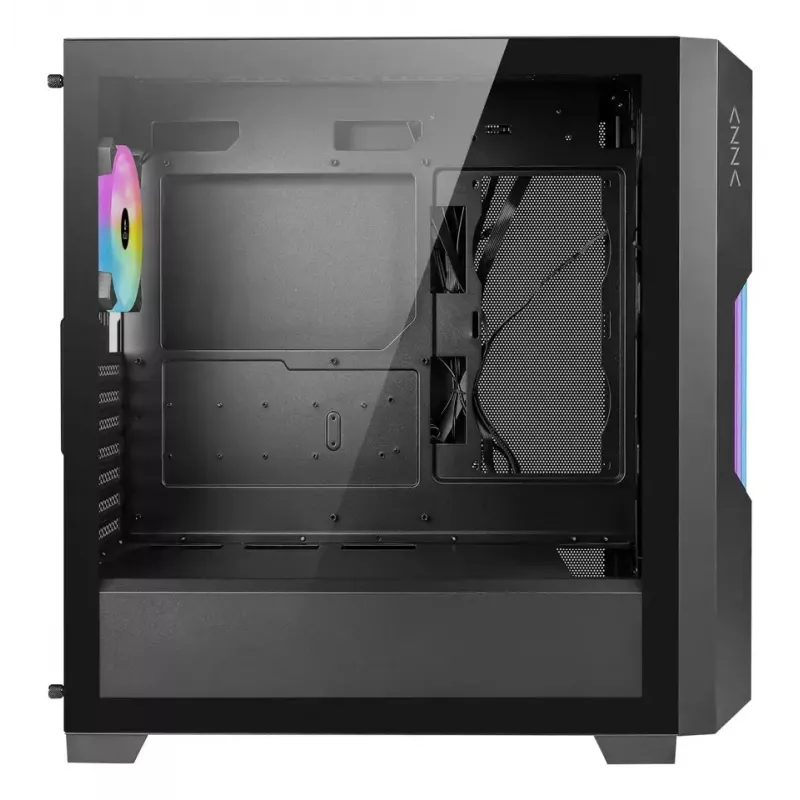 PC-Gehäuse AZZA Guardian Glass Midi Tower – Schwarz, ATX/Micro‑ATX/ITX/EATX, unterstützt 3,5 Zoll×2 / 2,5 Zoll×4, vordere 120/140 mm Lüfter