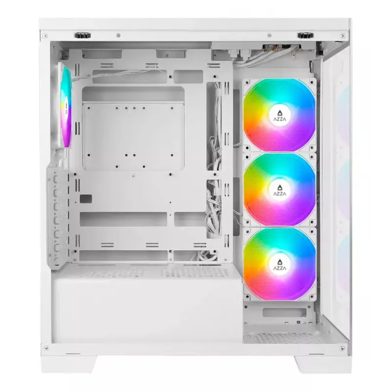PC Midi Tower AZZA Cove (CSAZ-570W) – Schwarz, ATX/Micro-ITX/ITX, 3x120mm Seitenlüfter, 1x120mm Rücklüfter, unterstützt 2,5-Zoll- und 3,5-Zoll-Laufwerke