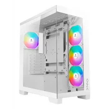 PC Midi Tower AZZA Cove (CSAZ-570W) – Schwarz, ATX/Micro-ITX/ITX, 3x120mm Seitenlüfter, 1x120mm Rücklüfter, unterstützt 2,5-Zoll- und 3,5-Zoll-Laufwerke