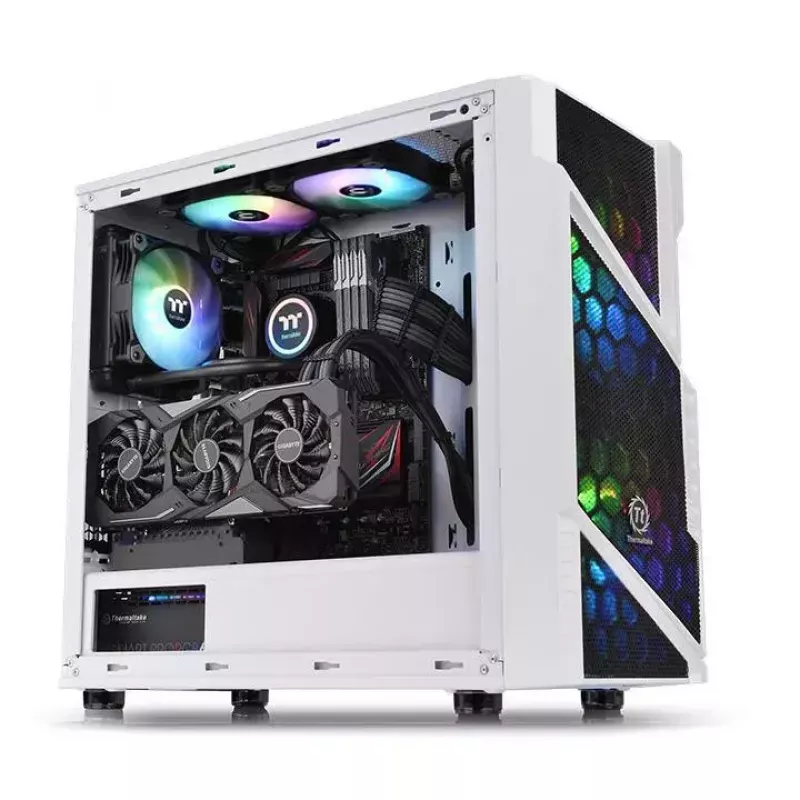 PC-Gehäuse Thermaltake Commander C31 TG Snow ARGB Edition Midi Tower Schwarz, Weiß
