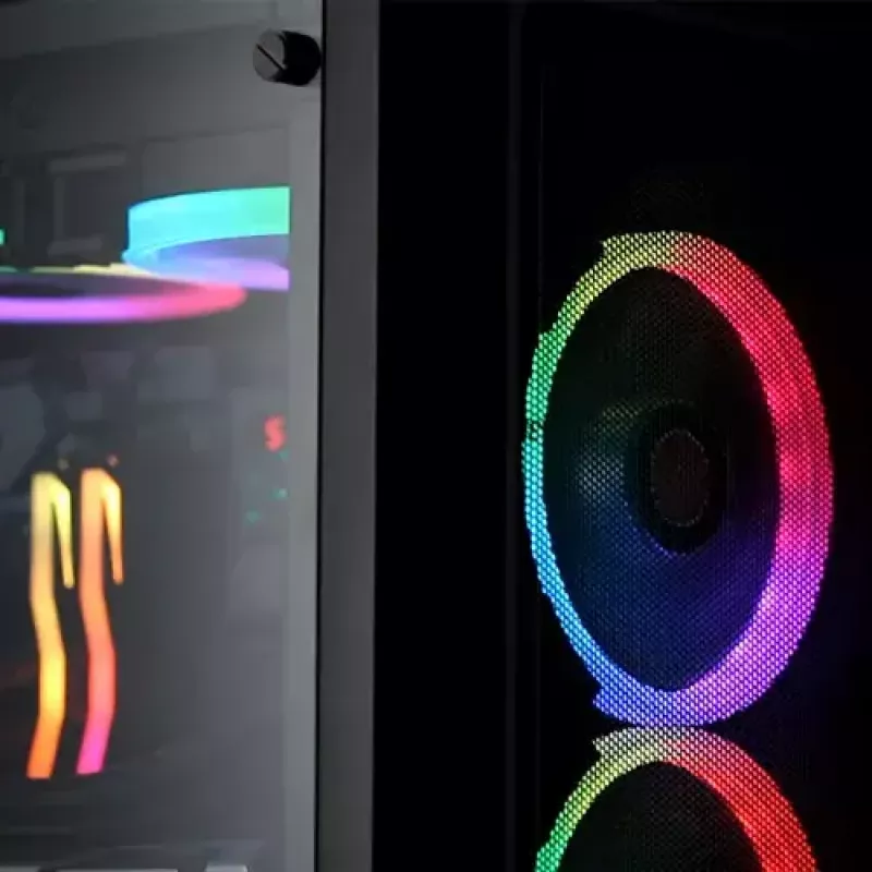 PC-Midi-Tower-Gehäuse RAIJINTEK Ponos MS — Schwarz, unterstützt 120/140-mm-Frontlüfter, 1× 120 mm hinten, HDD 3,5 Zoll, SSD 2,5 Zoll, 210×442×485 mm