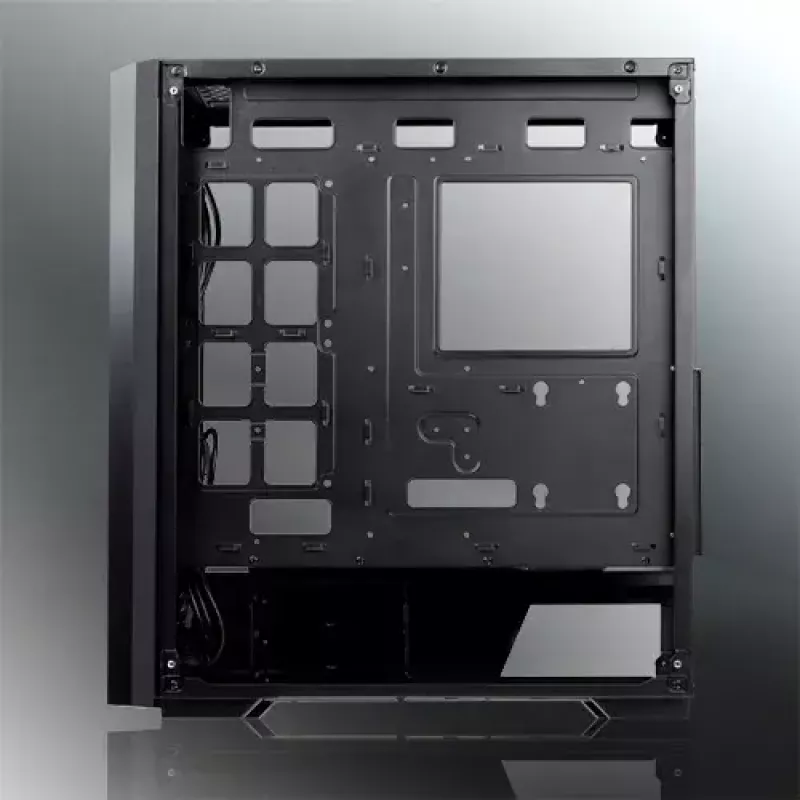 PC-Midi-Tower-Gehäuse RAIJINTEK Ponos MS — Schwarz, unterstützt 120/140-mm-Frontlüfter, 1× 120 mm hinten, HDD 3,5 Zoll, SSD 2,5 Zoll, 210×442×485 mm