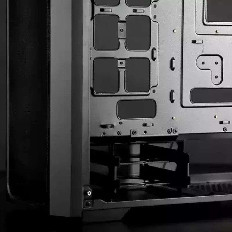 PC-Midi-Tower-Gehäuse RAIJINTEK Ponos MS — Schwarz, unterstützt 120/140-mm-Frontlüfter, 1× 120 mm hinten, HDD 3,5 Zoll, SSD 2,5 Zoll, 210×442×485 mm