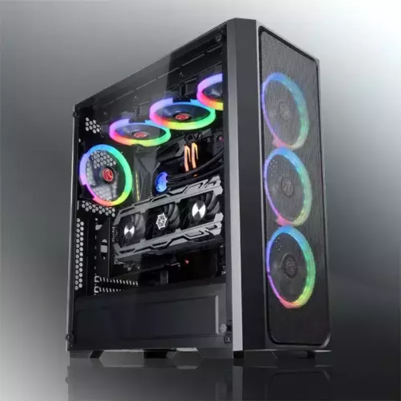 PC-Midi-Tower-Gehäuse RAIJINTEK Ponos MS — Schwarz, unterstützt 120/140-mm-Frontlüfter, 1× 120 mm hinten, HDD 3,5 Zoll, SSD 2,5 Zoll, 210×442×485 mm