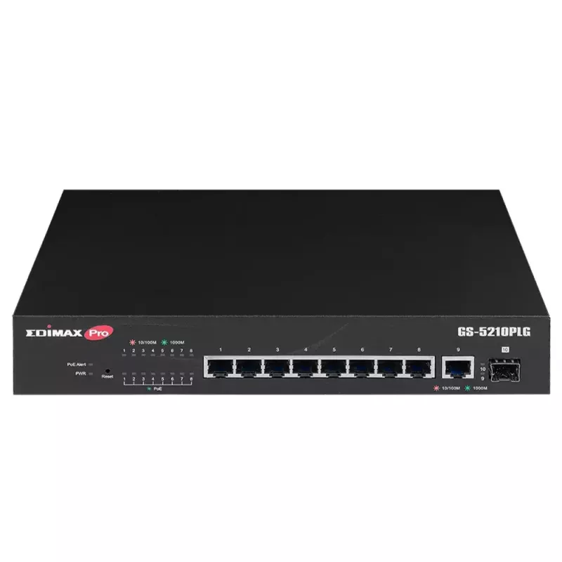 Managed Switch Edimax GS-5210PLG 8 Ports Gigabit Ethernet PoE Schwarz