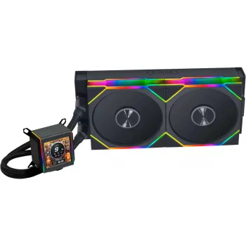 AiO Flüssigkeitskühler lian li Galahad II LCD 280 TL Wireless Schwarz — 280 mm Radiator, LCD-Pumpe, kabelloser Steuergerät