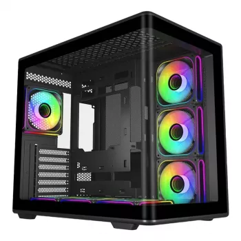 PC-Gehäuse Cooler Master Elite 600 Midi Tower Schwarz mit gehärtetem Glas, unterstützt ATX/Micro-ITX, 3x120-mm-Seitenlüfter + 1x120-mm-Rücklüfter, 2x3,5-Zoll + 2x2,5-Zoll-Einschübe