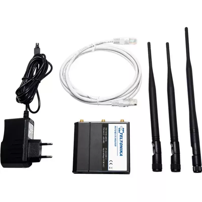 Mobilfunknetz-Router Teltonika RUT240 — 4G LTE, 3x externe Antennen, 2x Fast-Ethernet-Ports, Wi‑Fi 4 (802.11n) 150 Mbit/s