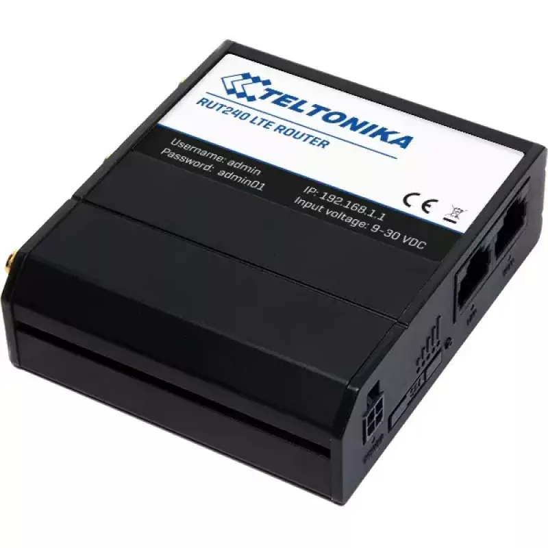 Mobilfunknetz-Router Teltonika RUT240 — 4G LTE, 3x externe Antennen, 2x Fast-Ethernet-Ports, Wi‑Fi 4 (802.11n) 150 Mbit/s