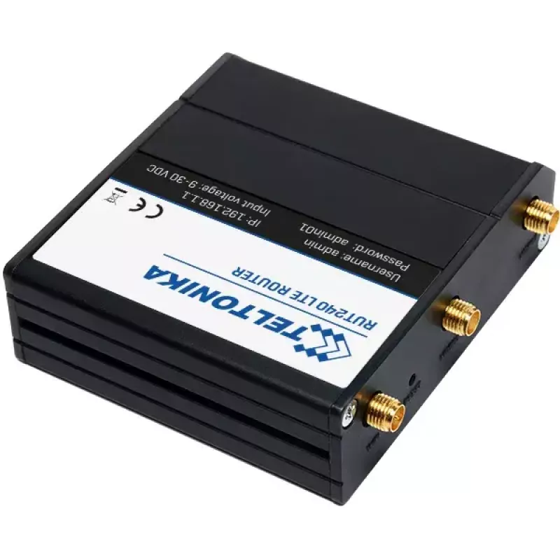 Mobilfunknetz-Router Teltonika RUT240 — 4G LTE, 3x externe Antennen, 2x Fast-Ethernet-Ports, Wi‑Fi 4 (802.11n) 150 Mbit/s