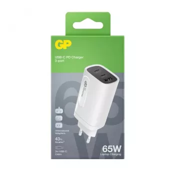 AC-Ladegerät GP Batterien GaN PD 65W USB-C Überspannungsschutz