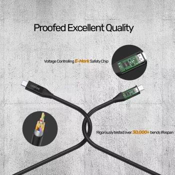 USB4 Gen 2x2 USB-C-Kabel Unitek C14100BK-0.8M — 0,8 m, USB-C auf USB-C, 40 Gbit/s, schwarz