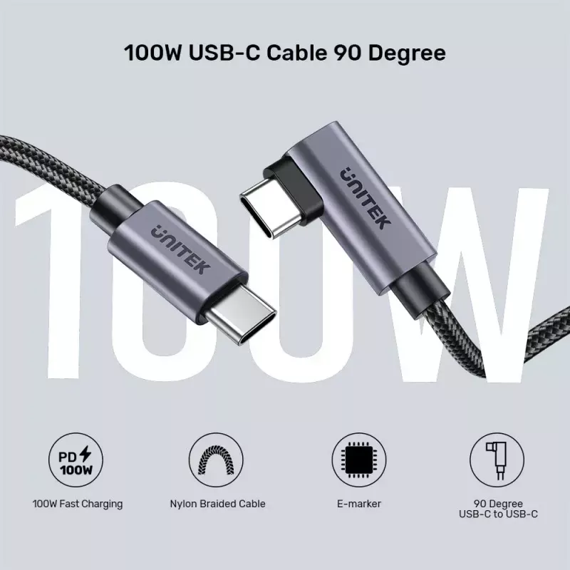 USB-Kabel UNITEK C14123BK-3M USB 2.0 USB C 3m Schwarz Grau