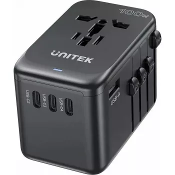 Reiseladegerät Unitek P1123ABK01 — Unitek PD 100W, Multi-Region EU/US/UK/AUS-Stecker