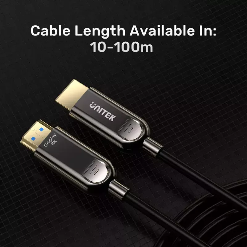 HDMI-Kabel UNITEK C11085GY01-40M 40 m 2.1 48 Gbit/s Schwarz