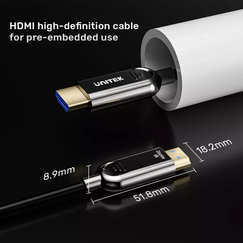 HDMI-Kabel UNITEK C11085GY01-60M 60m 2.1 48 Gbit/s Schwarz