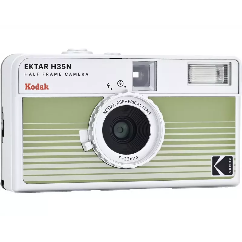 Film-Messsucherkamera Kodak Ektar H35N gestreift grün RK0303, 35mm, manuelle Steuerung