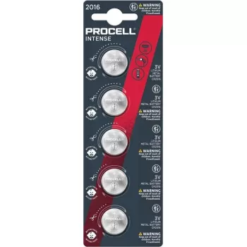 Knopfzellenbatterie Duracell Procell CR2016 – Lithium, 3V, 5er-Pack