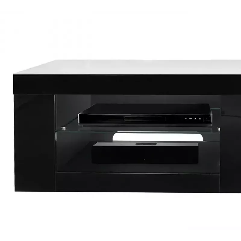 B-Tech Extra-Large TV-Schrank BT7565/B V2 Schwarz Glass Top 2 Shelves